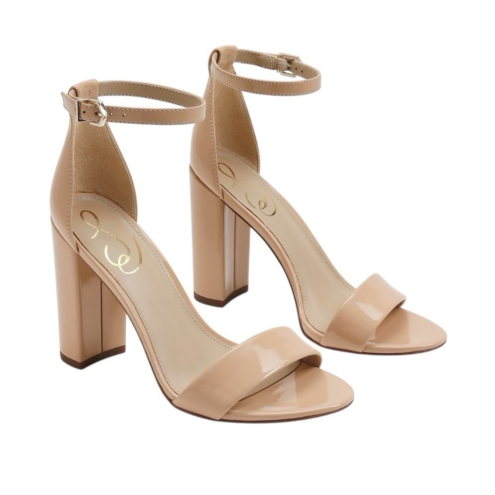 Sam Edelman Women's Nude Yaro‎ Block Ankle Strap Open Toe Heel Sandal Size 8M